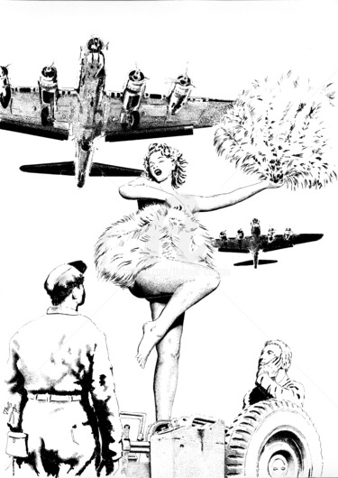 Desenho intitulada "Marilyn-B17" por Thibault Cernaix, Obras de arte originais, Tinta