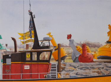 Peinture intitulée "Pêche ou Promenade" par Thierry Brunner, Œuvre d'art originale, Aquarelle