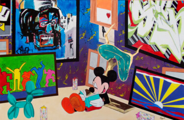 Painting titled "Mickey à la découve…" by Thierry Angot, Original Artwork, Acrylic
