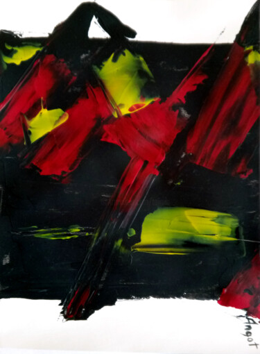 Painting titled "Untitled black, red…" by Thierry Angot, Original Artwork, Acrylic