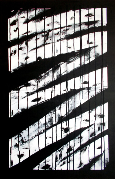 Painting titled "Black and White" by Thierry Angot, Original Artwork, Acrylic