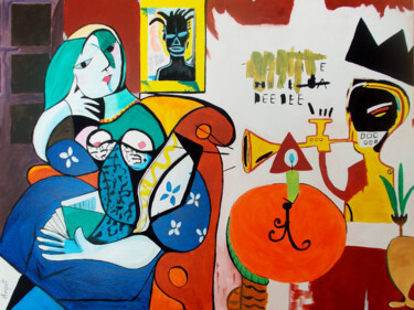 「La lectrice et le m…」というタイトルの絵画 Thierry Angotによって, オリジナルのアートワーク, アクリル