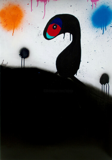 Картина под названием "Personnage dans pay…" - Thierry Angot, Подлинное произведение искусства, Рисунок распылителем краски