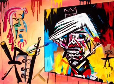 Painting titled "Warhol de Basquiat…" by Thierry Angot, Original Artwork, Acrylic