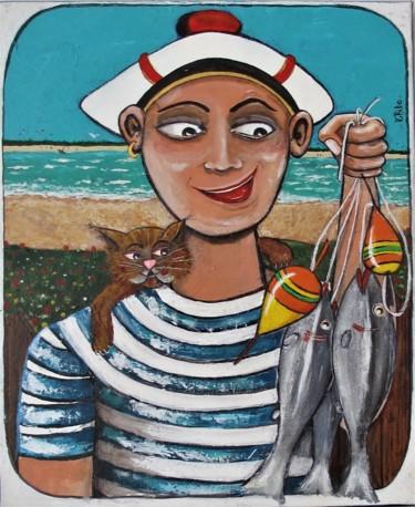 Malerei mit dem Titel "Une pêche formidabl…" von Thibo, Original-Kunstwerk, Acryl