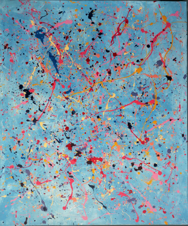 Painting titled "color sky dance" by Thierry Brusquet, Original Artwork, Acrylic Mounted on Wood Stretcher frame