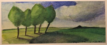 Desenho intitulada "cinq arbres" por Thierry Carol Ratel, Obras de arte originais, Canetac de aerossol Montado em artwork_ca…