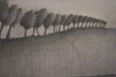 Dessin intitulée "chemin d'arbres" par Thierry Carol Ratel, Œuvre d'art originale, Graphite