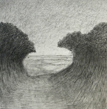 Disegno intitolato "Chemin  creux" da Thierry Carol Ratel, Opera d'arte originale, Matita