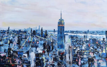 Painting titled "The empire state" by Thierry Chauvelot, Original Artwork, Acrylic Mounted on Wood Stretcher frame