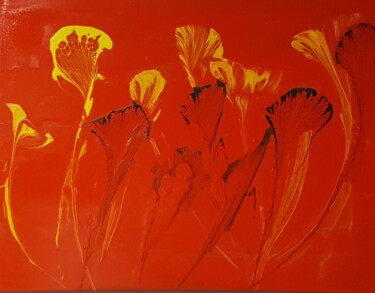 Pintura titulada "A fleurs de pot 2" por Thierry Deluc, Obra de arte original, Laca