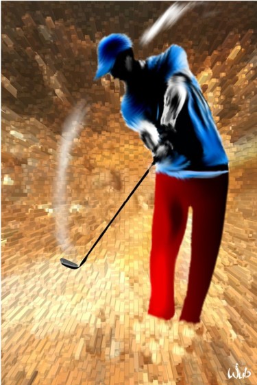 Arts numériques intitulée "Golfeur extrusion" par Wub, Œuvre d'art originale, Peinture numérique