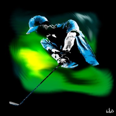 Arts numériques intitulée "Golfeur tronc fond…" par Wub, Œuvre d'art originale, Peinture numérique