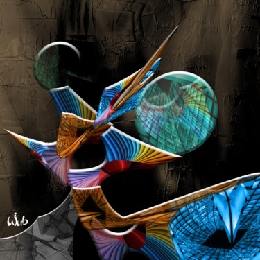 Digital Arts titled "Équilibre instable" by Wub, Original Artwork, Digital Painting