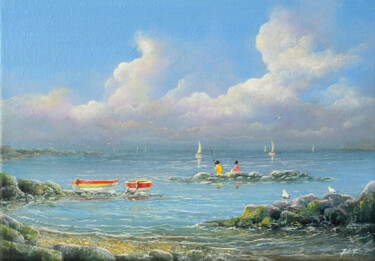 Malerei mit dem Titel "Golfe du Morbihan" von Thierry Jacquiot, Original-Kunstwerk, Acryl