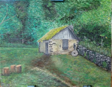 Картина под названием "cabane au Doubs" - John Des Îles, Подлинное произведение искусства, Масло