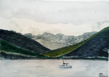 Pintura intitulada "Monte Roso" por John Des Îles, Obras de arte originais, Aquarela