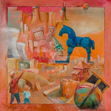 「Les chemins de la l…」というタイトルの絵画 Thierry Mergetによって, オリジナルのアートワーク, アクリル ウッドストレッチャーフレームにマウント