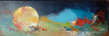 Painting titled "cheval liberte 2" by Thierry Merget, Original Artwork, Acrylic Mounted on Wood Stretcher frame