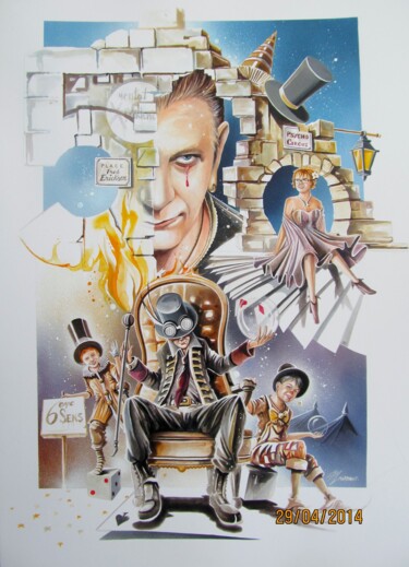 Malerei mit dem Titel "illustration person…" von Thierry Mordant, Original-Kunstwerk, Acryl