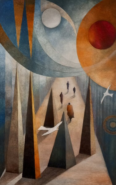 Peinture intitulée "On avance, mais où…" par Thierry Robin, Œuvre d'art originale, Gouache Monté sur Châssis en bois