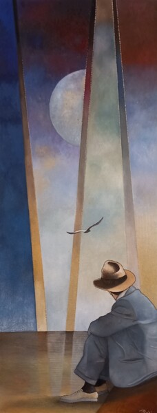 Peinture intitulée "Contemplation" par Thierry Robin, Œuvre d'art originale, Gouache Monté sur Châssis en bois