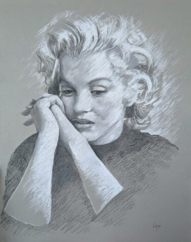 Tekening getiteld "Norma Jean" door Thierry Villers, Origineel Kunstwerk, Houtskool