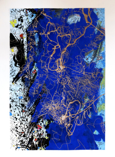 Peinture intitulée "Blue energy" par Thierry Virton, Œuvre d'art originale, Pigments