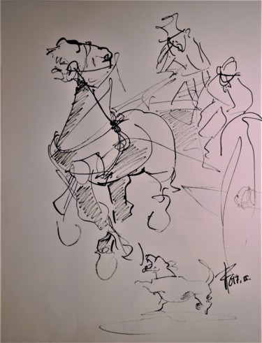 Drawing titled "Etude à l'encre de…" by Thierry Faure, Original Artwork, Ink