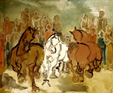 Pintura titulada "Le-tourniquet-" por Thierry Faure, Obra de arte original, Oleo Montado en Bastidor de camilla de madera