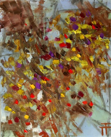 Pintura intitulada "Fleurs fatiguées" por Thierry Faure, Obras de arte originais, Óleo Montado em Armação em madeira