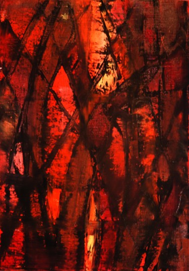 Peinture intitulée "Les-ogives-rouges" par Thierry Faure, Œuvre d'art originale, Huile