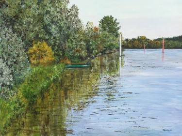 Peinture intitulée "Bord de Saône" par Thierry Gautheron, Œuvre d'art originale, Acrylique Monté sur Panneau de bois