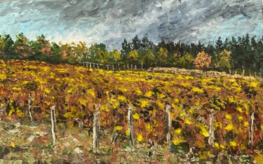 Painting titled "Vigne avant l’orage" by Thierry Gautheron, Original Artwork, Acrylic Mounted on Wood Stretcher frame