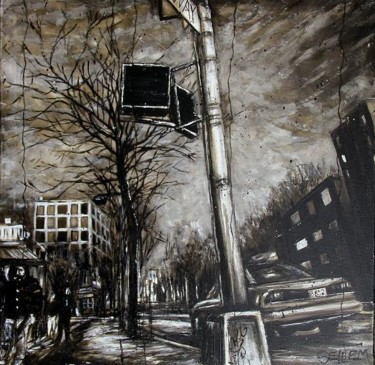 Peinture intitulée "coin-de-rue-a-new-y…" par Thierry Sellem, Œuvre d'art originale