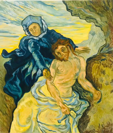 Malerei mit dem Titel "Pieta" von Thilini De Simon, Original-Kunstwerk, Öl