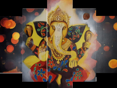Schilderij getiteld "Lord Ganesha" door Thimira Dharmawardana, Origineel Kunstwerk, Acryl