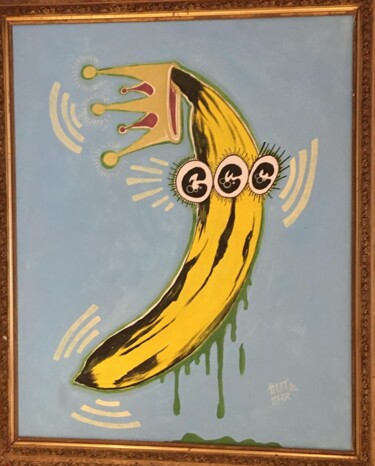 Painting titled "Banane" by Thom Max, Original Artwork, Acrylic Mounted on Other rigid panel