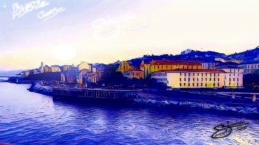 Digital Arts titled "Bastia" by Thomas Blondeau-Dumoulin, Original Artwork, Photo Montage Mounted on Wood Panel