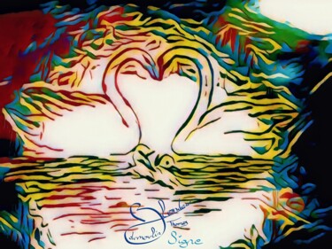 Digitale Kunst mit dem Titel "Signe" von Thomas Blondeau-Dumoulin, Original-Kunstwerk, Digitale Malerei Auf Keilrahmen aus H…