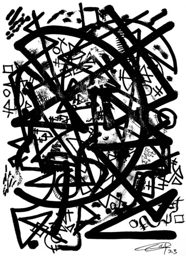 Desenho intitulada "Abstract Mess 2" por Thomas Cléda, Obras de arte originais, Tinta