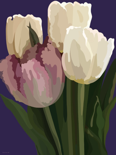 "Bouquet de tulipes" başlıklı Tablo Thomas Clémans tarafından, Orijinal sanat, Dijital Resim