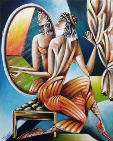 Pintura intitulada "Woman Chillout #M194" por Thomas Lange, Obras de arte originais, Óleo Montado em Armação em madeira