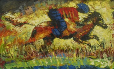 Pittura intitolato "rider [acrylic on p…" da Terra Bantu, Opera d'arte originale, Olio