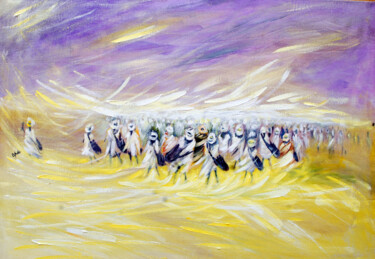 Peinture intitulée "through the desert…" par Terra Bantu, Œuvre d'art originale, Huile