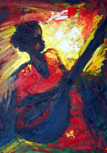 Pittura intitolato "guitar boy [acrylic…" da Terra Bantu, Opera d'arte originale, Olio