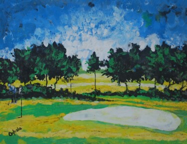 Peinture intitulée "golf course 2" par Terra Bantu, Œuvre d'art originale, Huile
