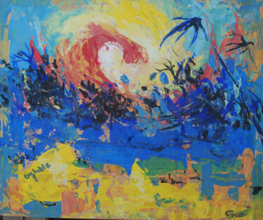 Peinture intitulée "African sun 3 [goua…" par Terra Bantu, Œuvre d'art originale, Huile