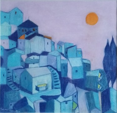 Painting titled "French Hilltop Vill…" by Thomas Patchell, Original Artwork, Pastel