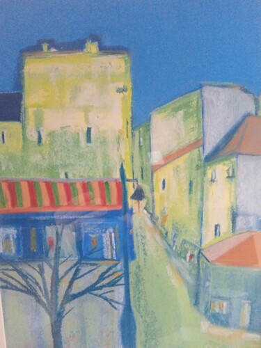 Peinture intitulée "French Town at Dusk" par Thomas Patchell, Œuvre d'art originale, Pastel